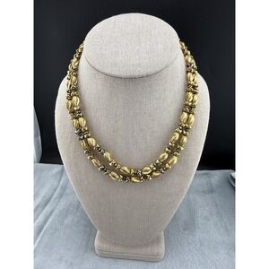 Vintage Trifari Necklace Double Strand Gold Tone 17" Signed